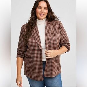 Torrid Plus Size Jacquard Double Knit Plaid Blazer - Sz 1X